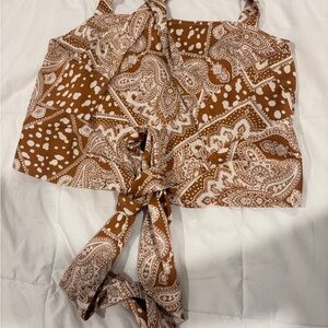 Dress Forum Brown Paisley Crop Top